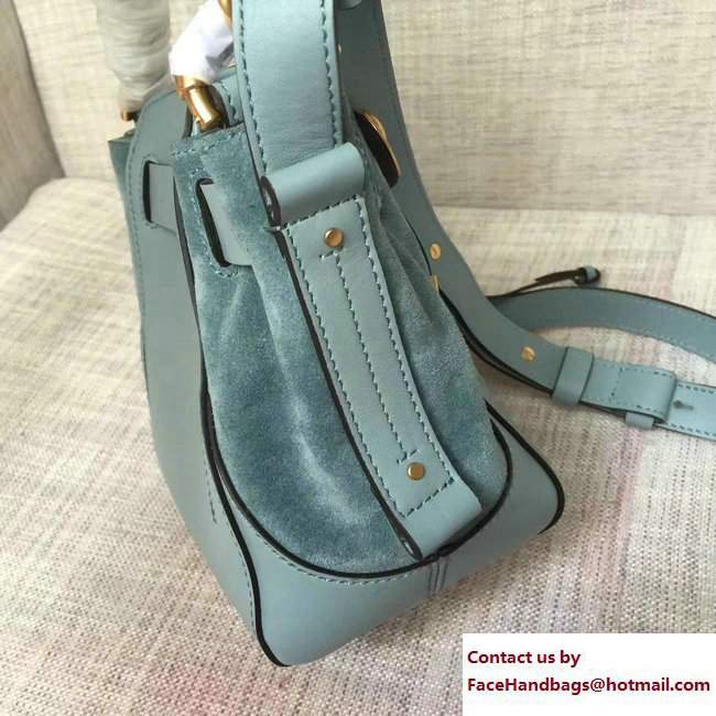 Chloe Smooth and Suede Calfskin Small Owen Bucket Bag 3S1315 Cyan 2017