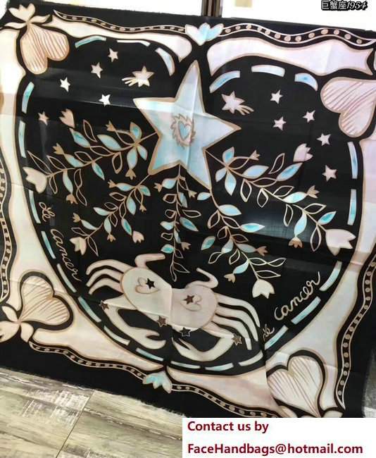 Dior Black Wool And Silk Zodiac Stole Scarf Cancer 2017