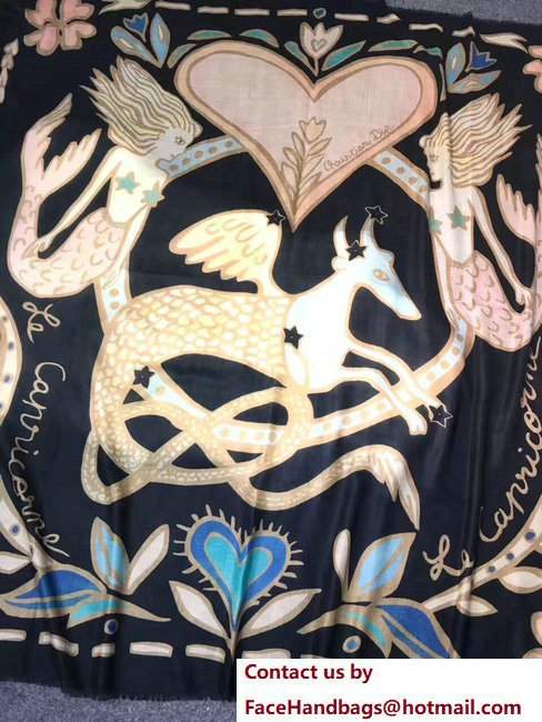 Dior Black Wool And Silk Zodiac Stole Scarf Capricorn 2017