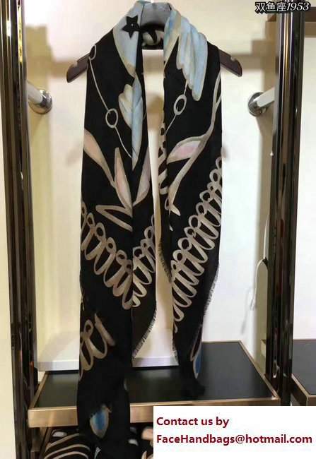 Dior Black Wool And Silk Zodiac Stole Scarf Pisces 2017