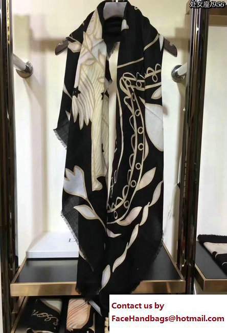 Dior Black Wool And Silk Zodiac Stole Scarf Virgo 2017