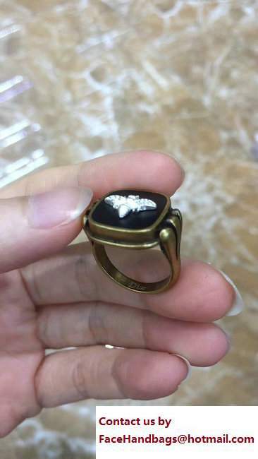 Dior D Cameo Bee Ring Black 2017