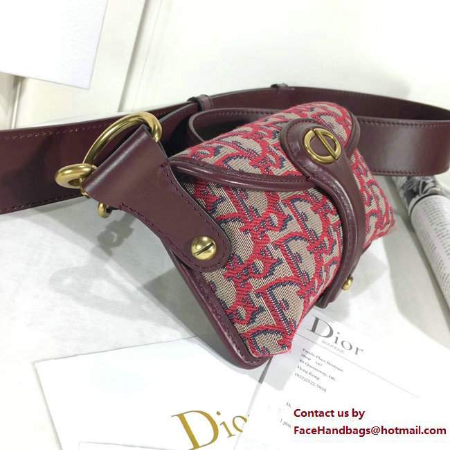 Dior Oblique Signature Canvas Mini Saddle Flap Bag Red 2017/2018