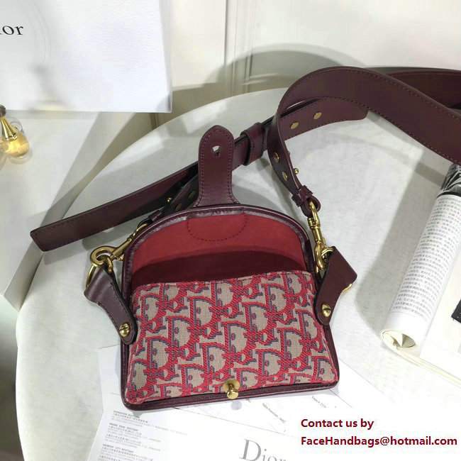 Dior Oblique Signature Canvas Mini Saddle Flap Bag Red 2017/2018