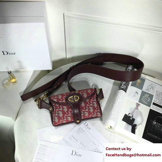 Dior Oblique Signature Canvas Mini Saddle Flap Bag Red 2017/2018