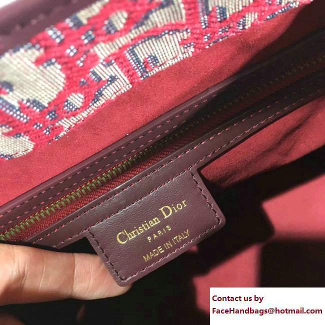 Dior Studded Oblique Signature Canvas Bucket Bag Red with Handles 2017/2018