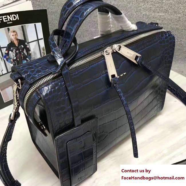 Fendi Croco Pattern Rectangular Messenger Shoulder Small Bag Blue 2017