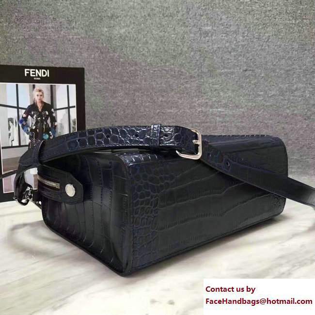 Fendi Croco Pattern Rectangular Messenger Shoulder Small Bag Blue 2017