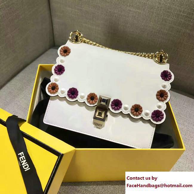 Fendi Floral Embellished Kan I Mini Bag Off White 2017