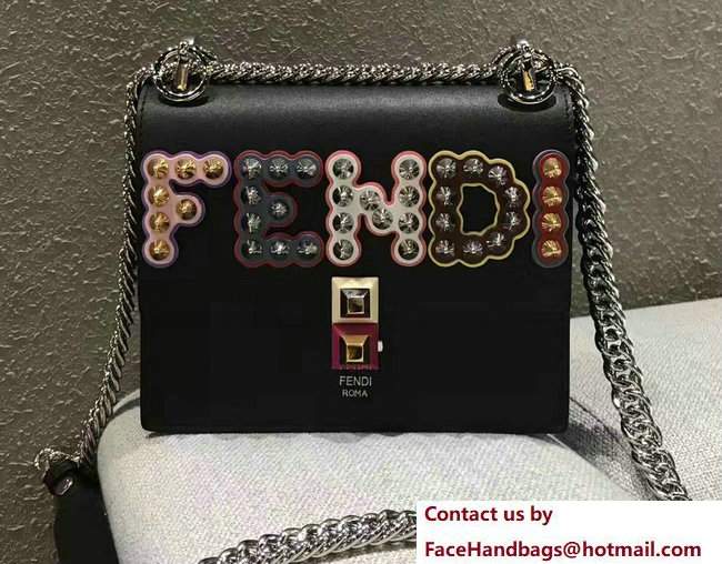 Fendi Logo Studded Kan I Mini Bag Black 2017