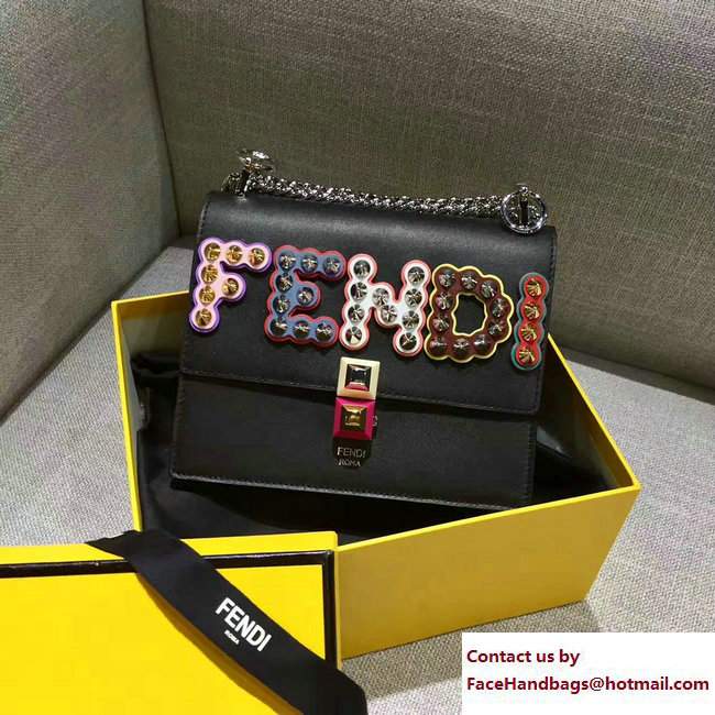 Fendi Logo Studded Kan I Mini Bag Black 2017