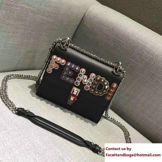 Fendi Logo Studded Kan I Mini Bag Black 2017