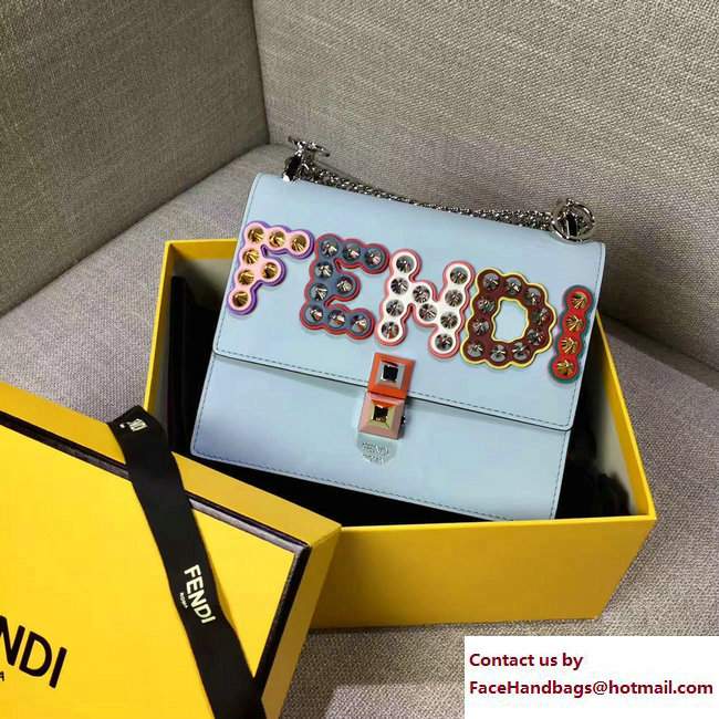 Fendi Logo Studded Kan I Mini Bag Cyan 2017