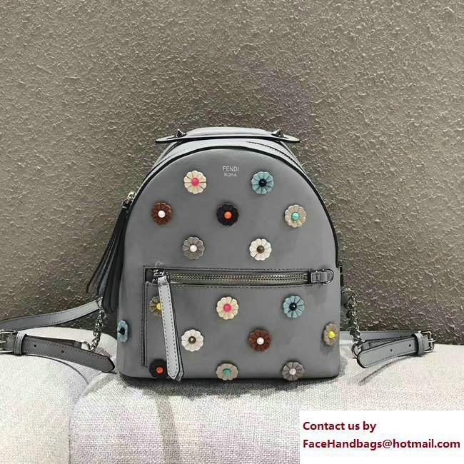 Fendi Multicolor Floral Embellished Mini Backpack Bag Baby Blue 2017