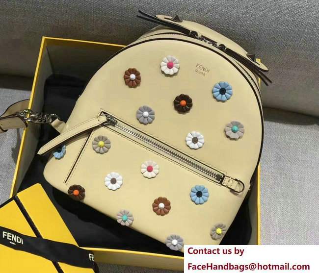 Fendi Multicolor Floral Embellished Mini Backpack Bag Beige 2017