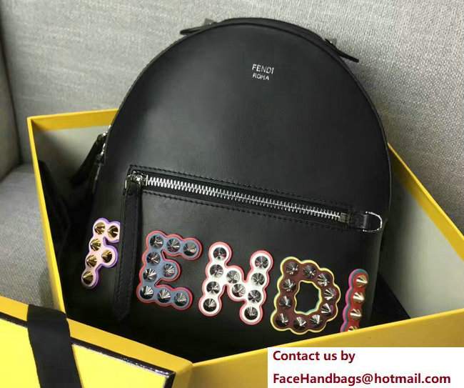 Fendi Multicolor Studded Logo Mini Backpack Bag Black 2017