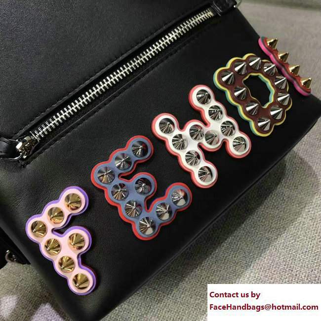 Fendi Multicolor Studded Logo Mini Backpack Bag Black 2017