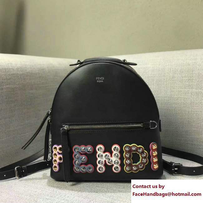 Fendi Multicolor Studded Logo Mini Backpack Bag Black 2017