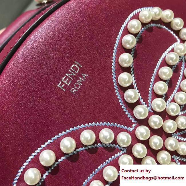 Fendi Pearl Embellished Bow Mini Backpack Bag Dark Red 2017