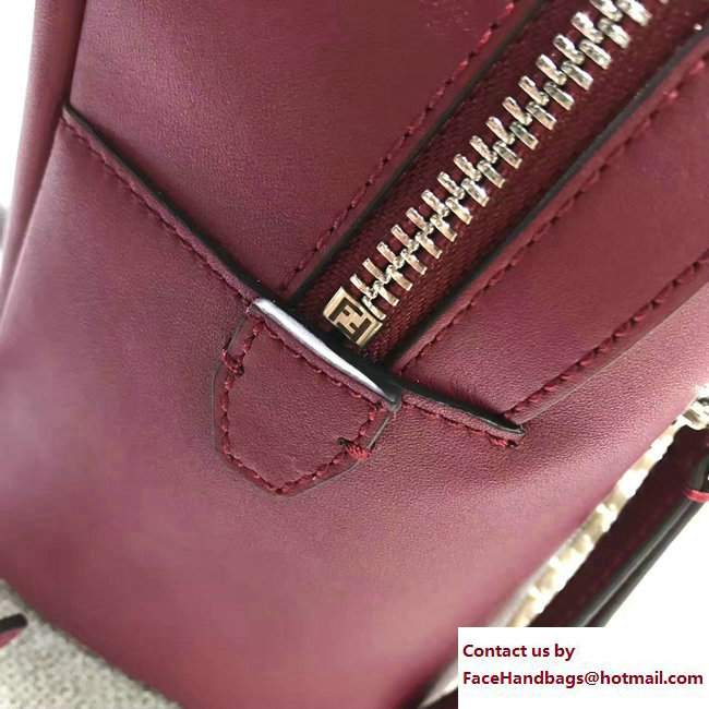 Fendi Pearl Embellished Bow Mini Backpack Bag Dark Red 2017