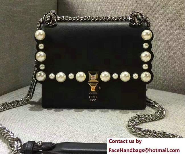 Fendi Pearl Embellished Kan I Mini Bag Black 2017