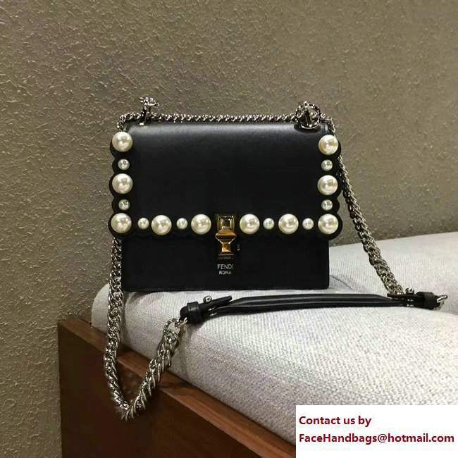 Fendi Pearl Embellished Kan I Mini Bag Black 2017