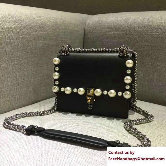 Fendi Pearl Embellished Kan I Mini Bag Black 2017