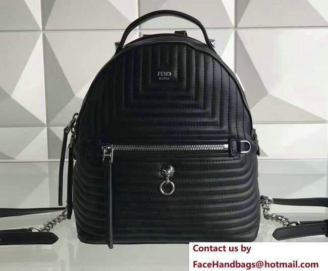 Fendi Quilted Leather Mini Backpack Bag Black 2017