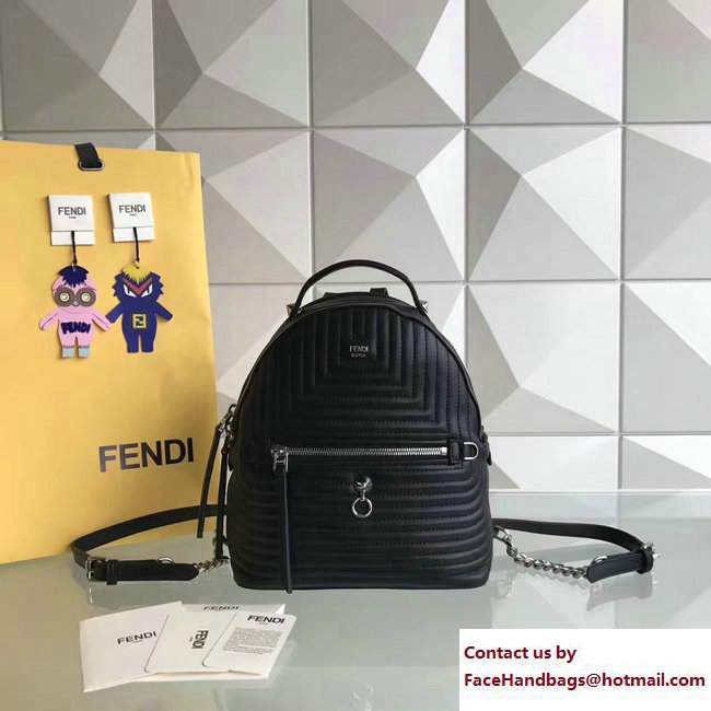 Fendi Quilted Leather Mini Backpack Bag Black 2017