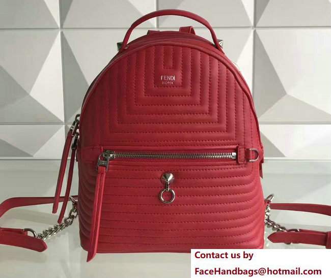 Fendi Quilted Leather Mini Backpack Bag Red 2017