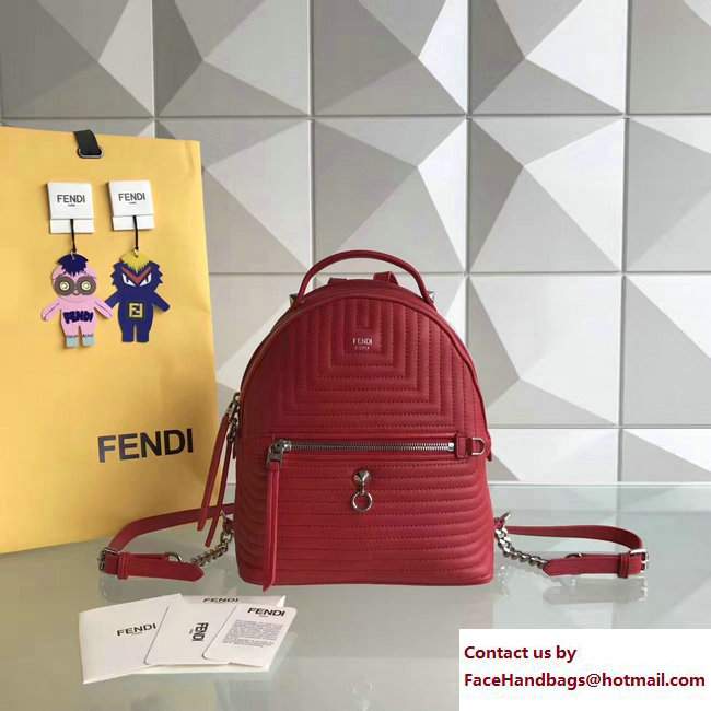 Fendi Quilted Leather Mini Backpack Bag Red 2017