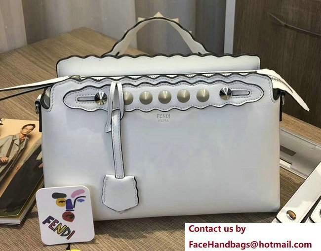 Fendi Studded By The Way Boston Small Bag White/Black Edge 2017