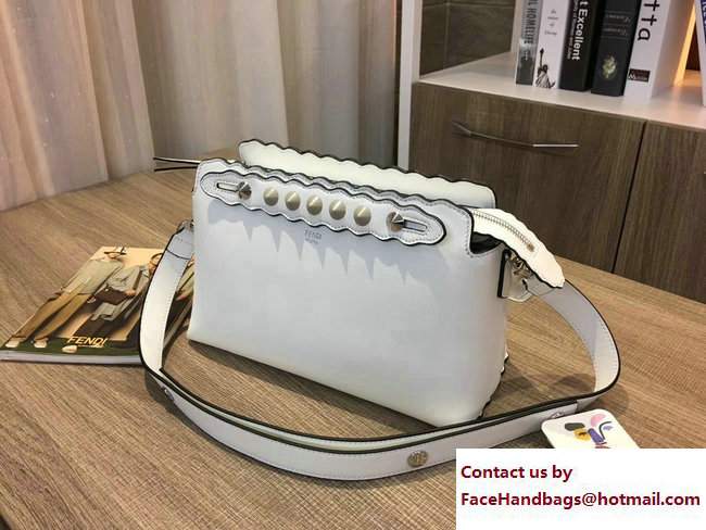 Fendi Studded By The Way Boston Small Bag White/Black Edge 2017