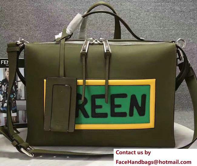 Fendi Vocabulary Rectangular Messenger Shoulder Bag Green 2017
