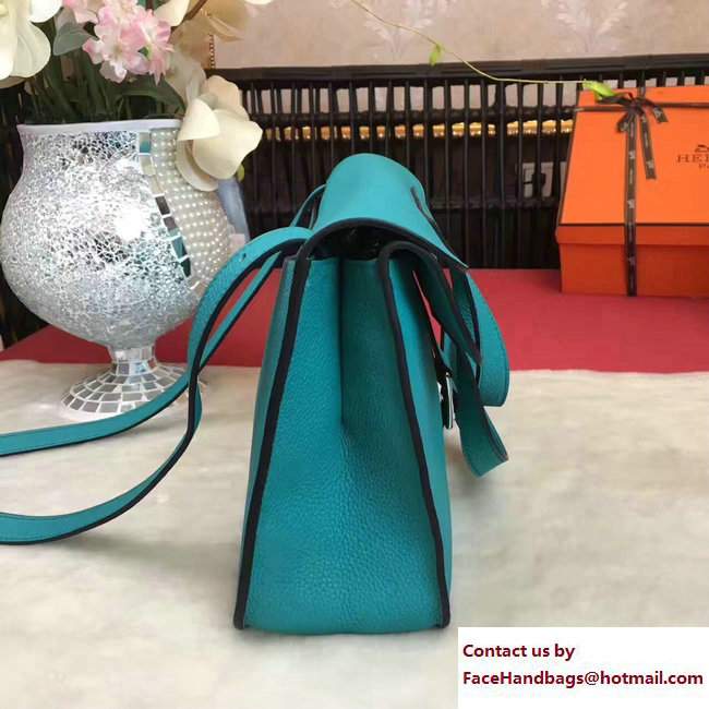 Hermes Halzan Tote Bag in Original Togo Leather Turquoise