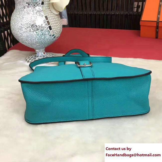 Hermes Halzan Tote Bag in Original Togo Leather Turquoise