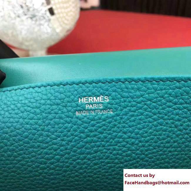 Hermes Halzan Tote Bag in Original Togo Leather Turquoise