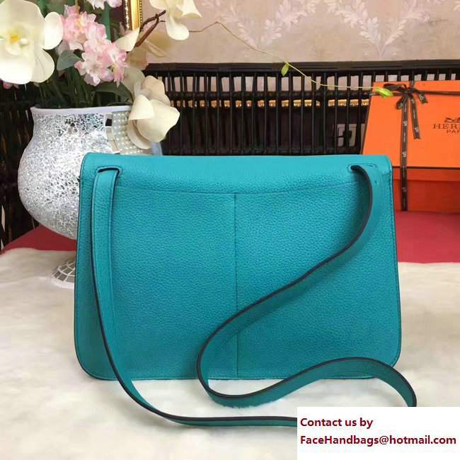 Hermes Halzan Tote Bag in Original Togo Leather Turquoise