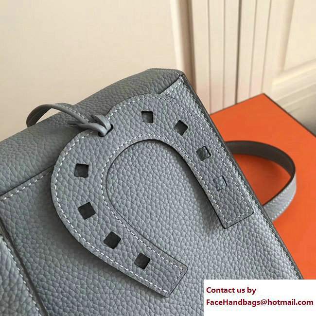 Hermes Leather Halzan Tote Bag Baby Blue