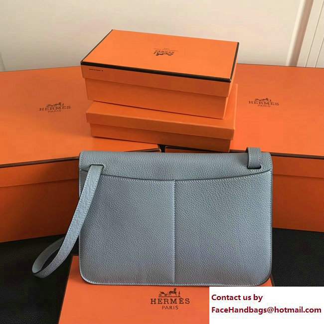 Hermes Leather Halzan Tote Bag Baby Blue