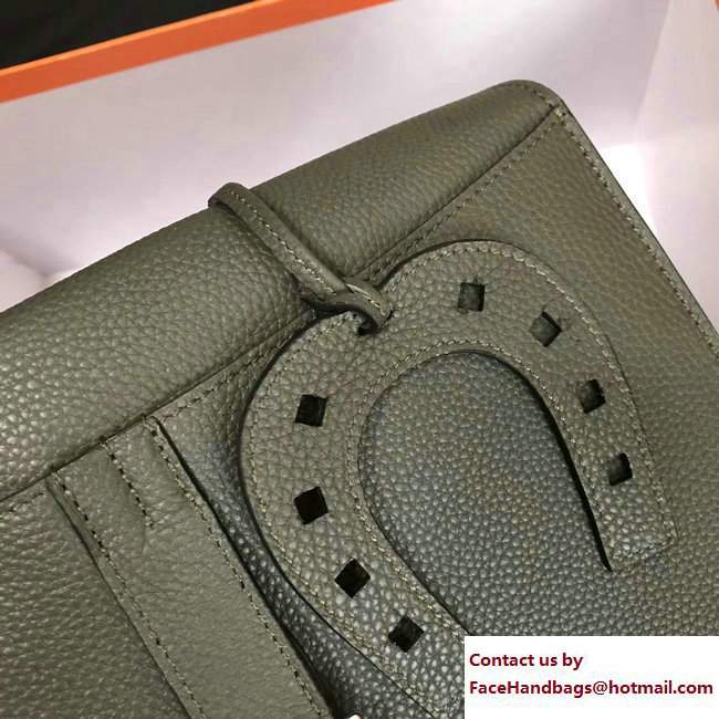 Hermes Leather Halzan Tote Bag Dark Olive Green