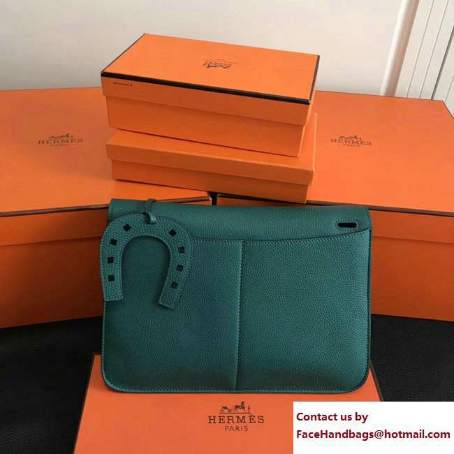 Hermes Leather Halzan Tote Bag Green