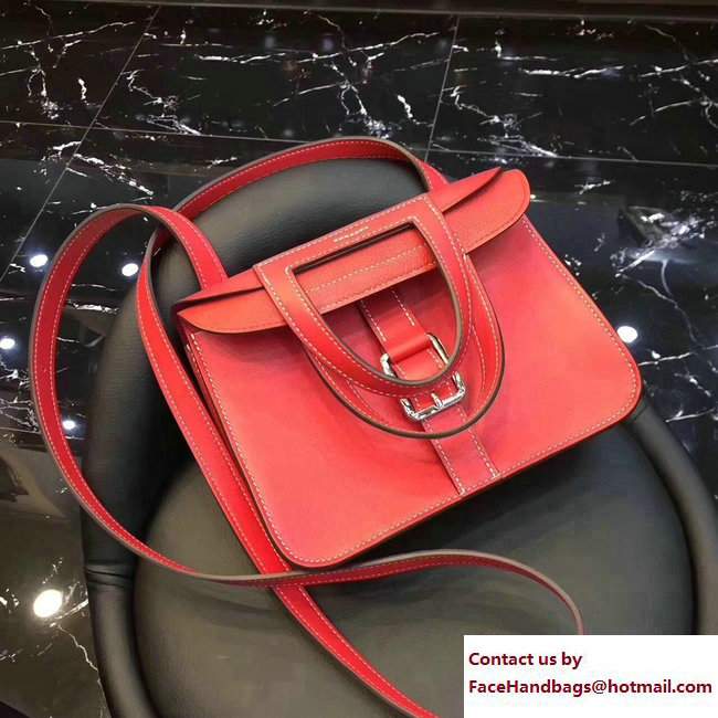 Hermes Mini Halzan Tote Bag in Original Swift Leather Red