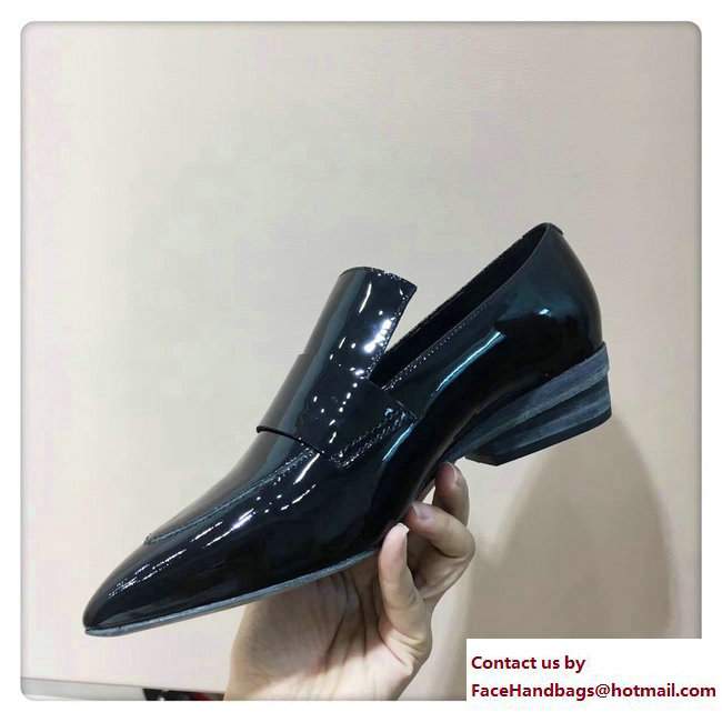 Hermes Patent Leather Poeme Loafers Black 2017