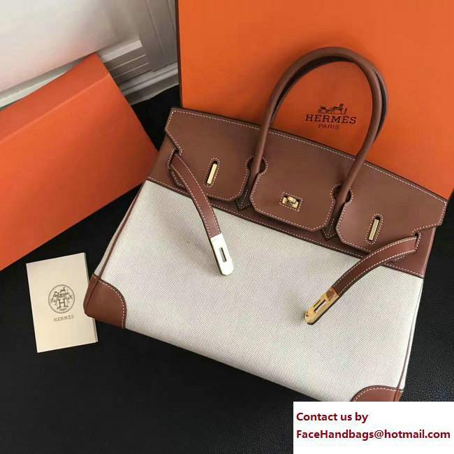 Hermes Swift Leather/Canvas Birkin 35cm Bag