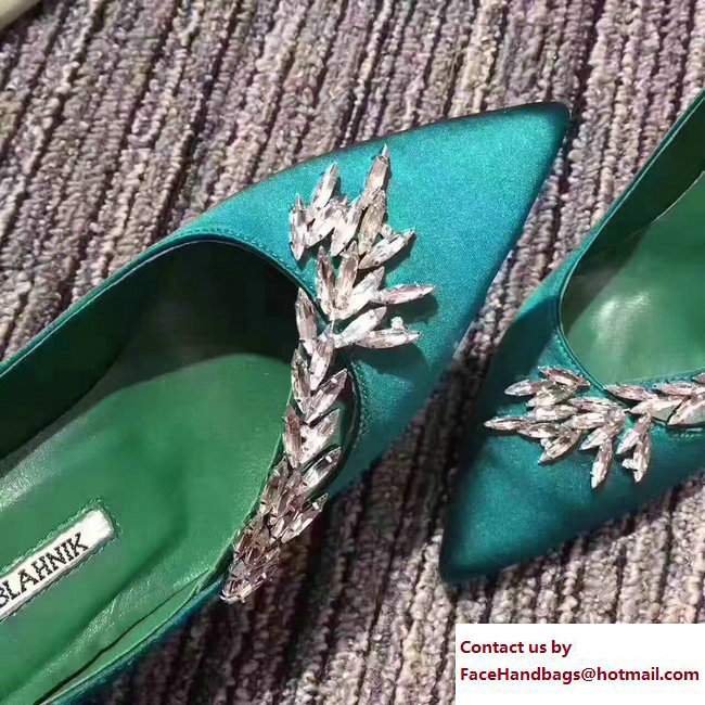 Manolo Blahnik Leaf Nadira Bride 70 Satin Pointy Court Shoes Green 2017