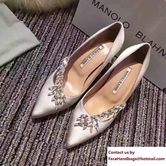 Manolo Blahnik Leaf Nadira Bride 70 Satin Pointy Court Shoes Off White 2017