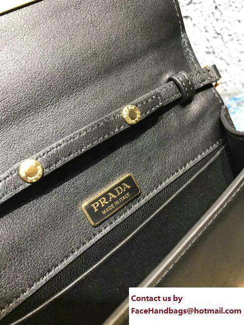 Prada Cahier Metal Shoulder Bag 1BH018 Black 2017