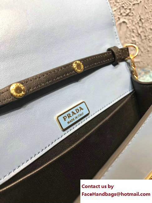 Prada Cahier Metal Shoulder Bag 1BH018 Black/Light Blue 2017