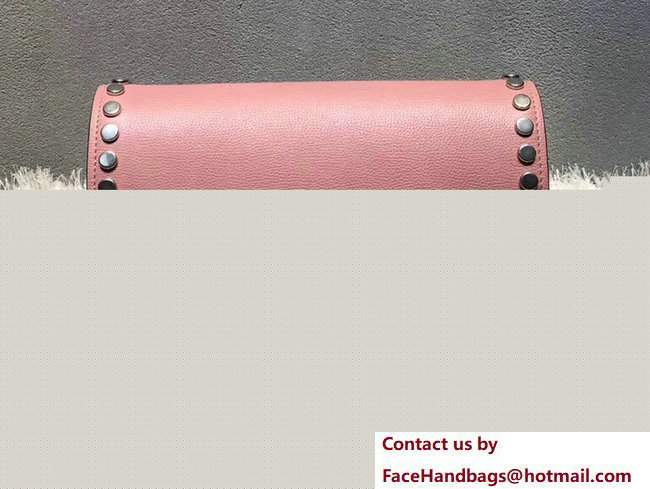 Prada Metal Stud Trim Etiquette Shoulder Bag 1BD082 Pink 2017